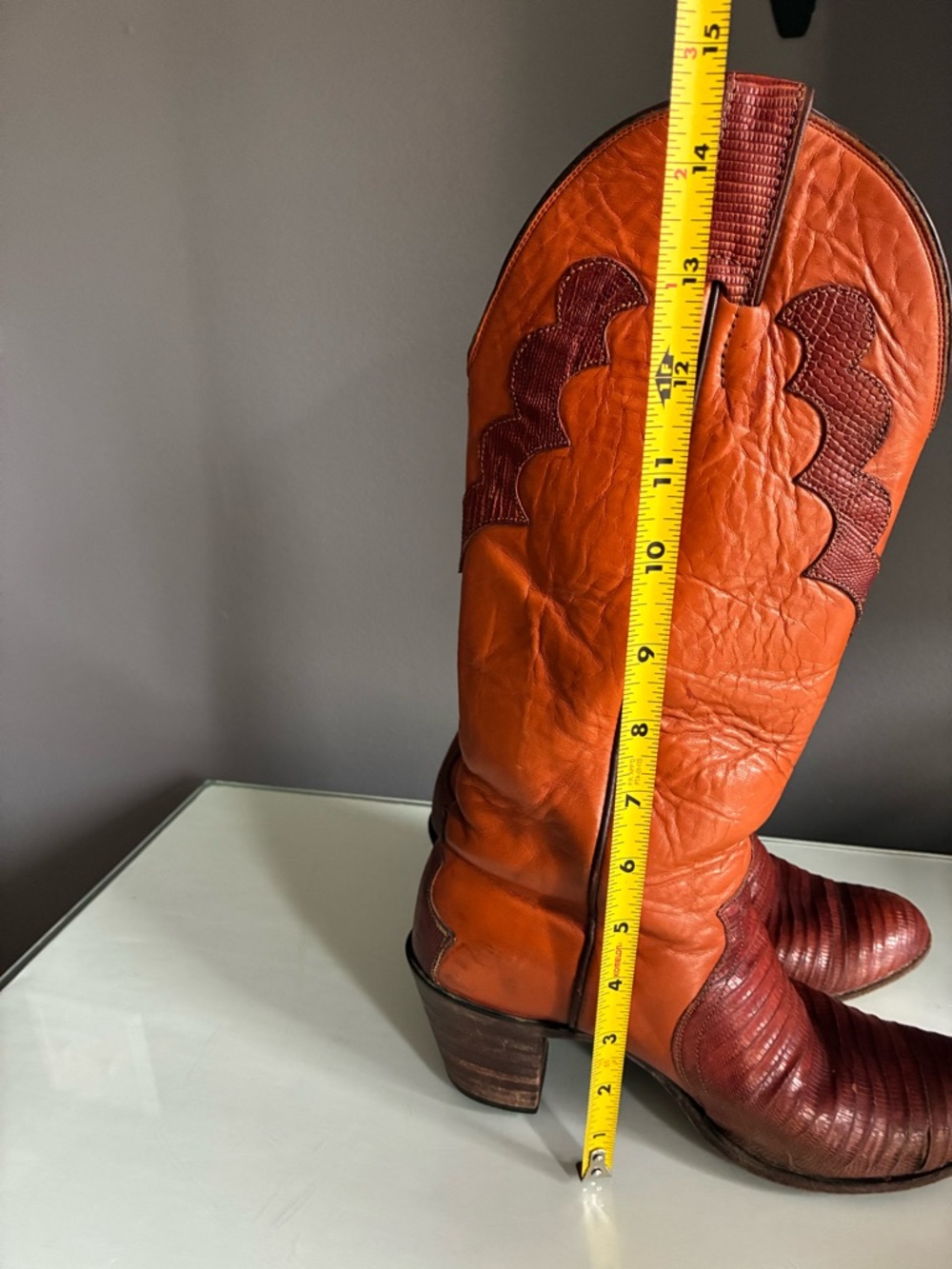 Vintage Justin Ostrich & Leather Cowboy Western Boots Size 6 - Picture 6 of 11